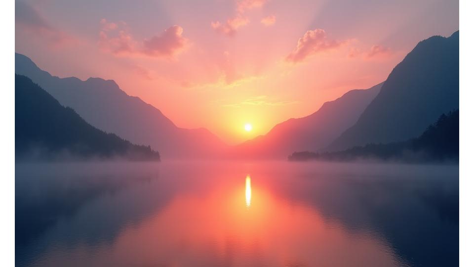 Ανατολή ηλίου πάνω από ήρεμο τοπίο, συμβολίζοντας ένα νέο, ελπιδοφόρο ξεκίνημα.