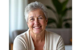 Χαμογελαστή γυναίκα σε διαλογισμό, ιδανική για αρχάριους.