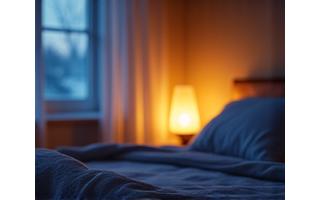 Ειρηνικό υπνοδωμάτιο με αχνό φως, υποδηλώνοντας καλύτερο ύπνο.